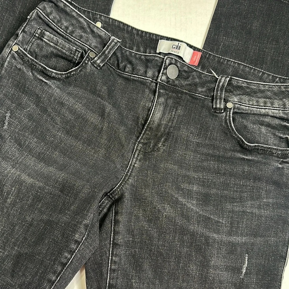 Cabi Slim Boyfriend Distressed Black Grey Denim Jeans Womens Size 8 Relaxed - Picture 1 of 12